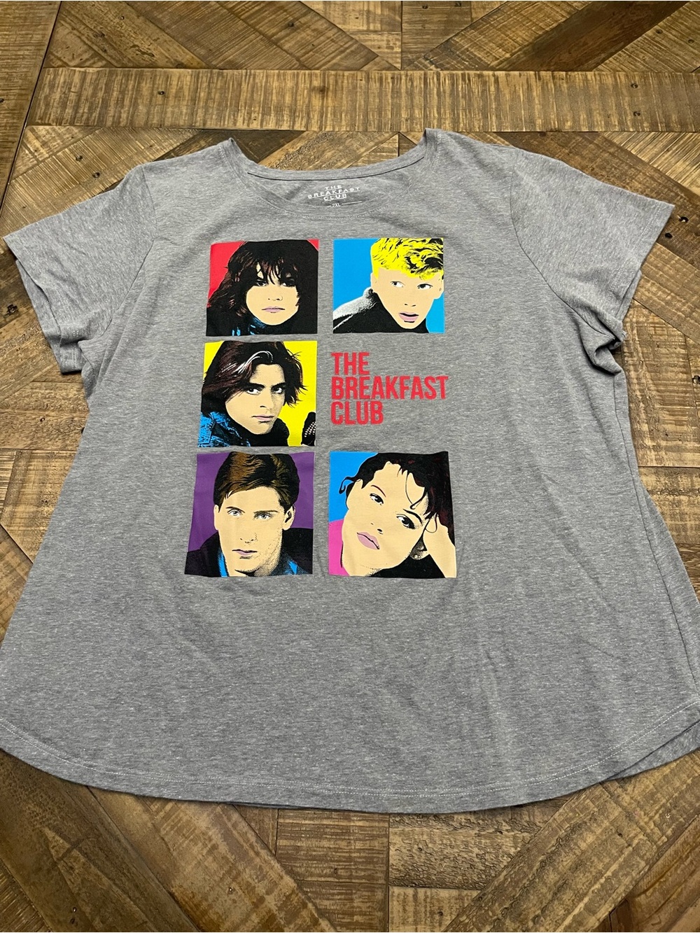 The Breakfast Club Movie Pop Art Graphic T-Shirt Gray Women's 2XL Regular